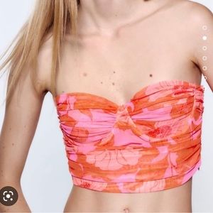 Zara tulle pink & orange crop top